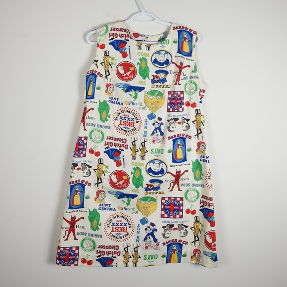 Vintage Dresses & Skirts - Funky 'ModCloth' Style Vintage Logo Dress L